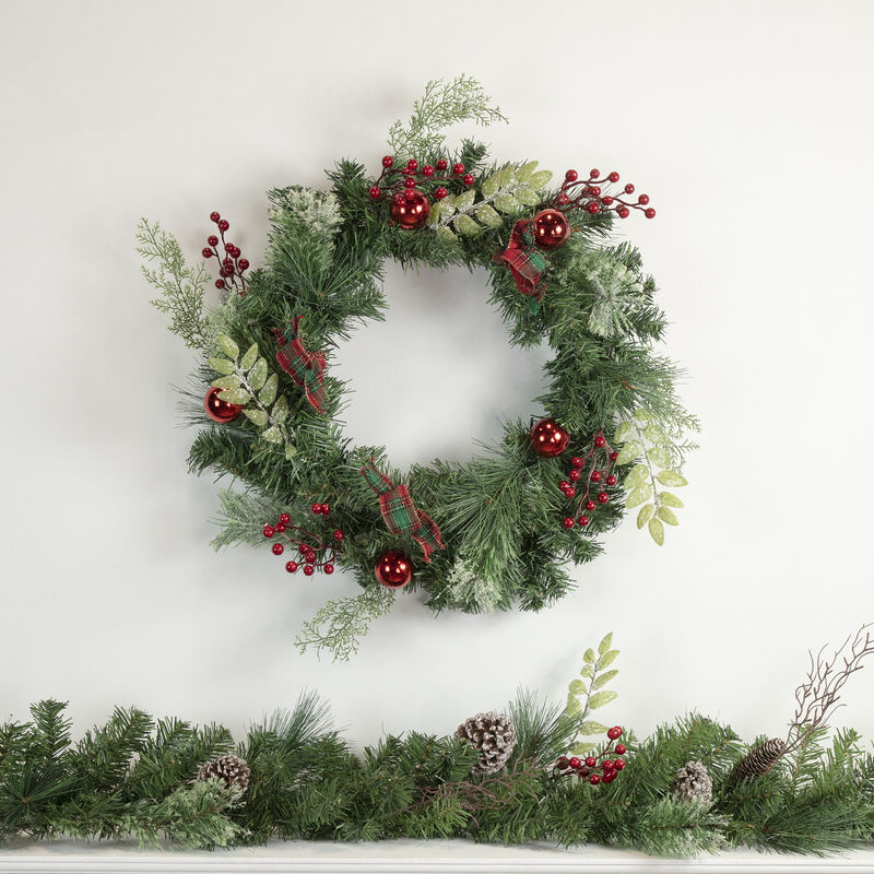 Decorated Frosted Pine and Pine Cone Artificial Christmas Wreath  24-Inch  Unlit image number 6