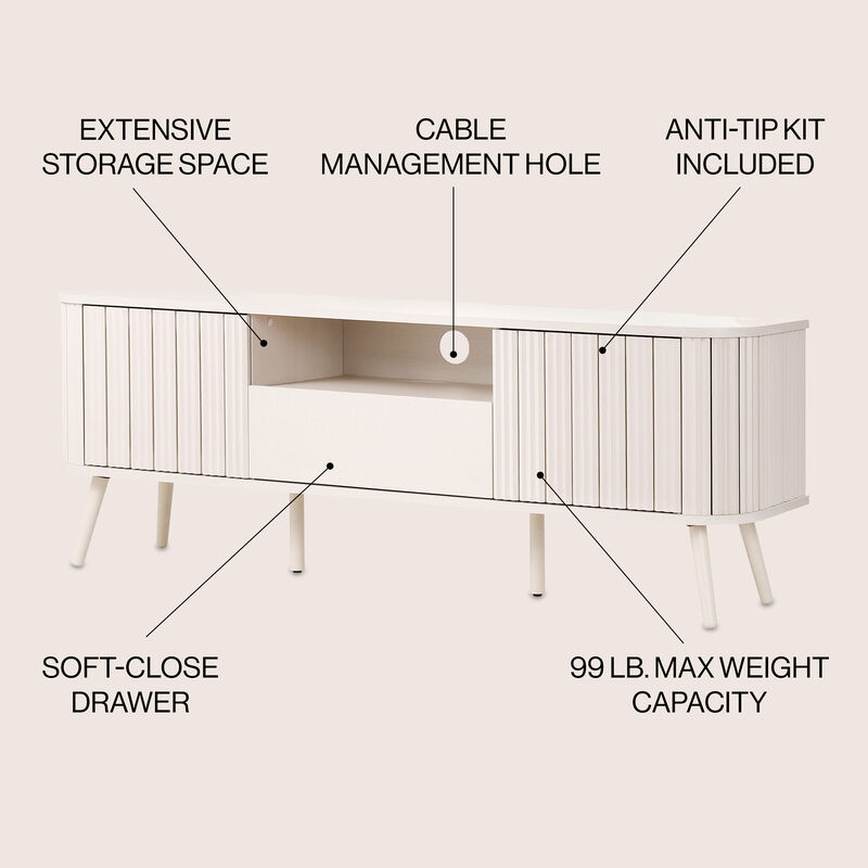 Damien Curved TV Stand with Drawer