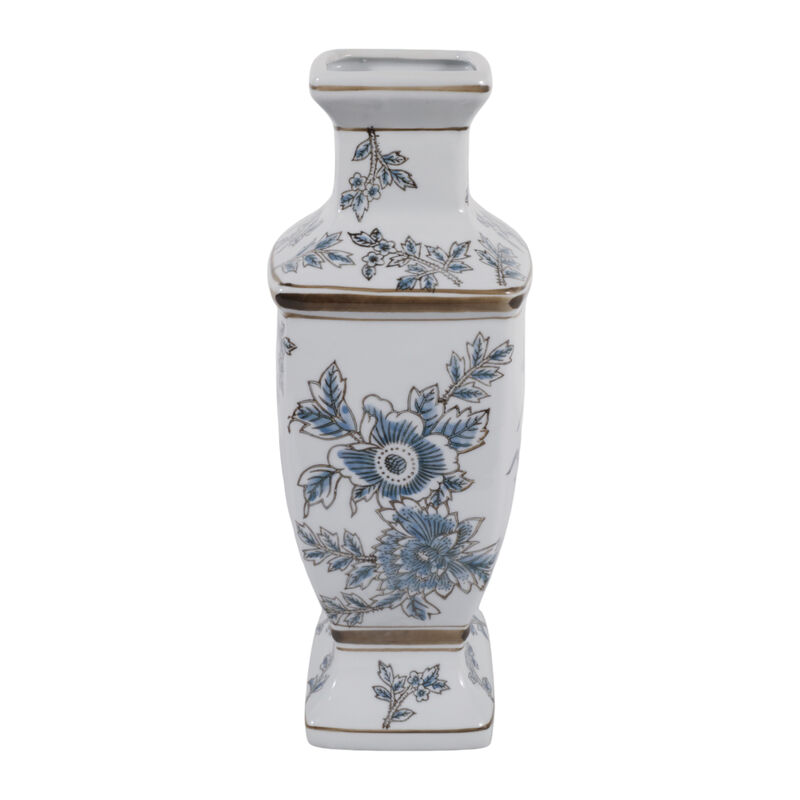 15x7" Foral Traditional Vase, Brown/blue image number 3