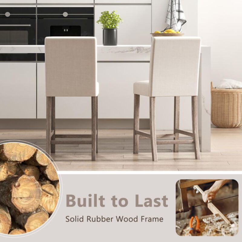 Hivvago Counter Height Bar Stools Set of 2 with Back and Footrest