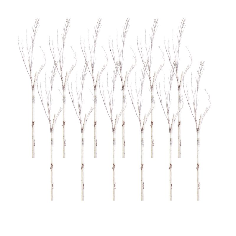 Rustic Birch Decor Log Bundle With Snowy Accents (Set of 12)