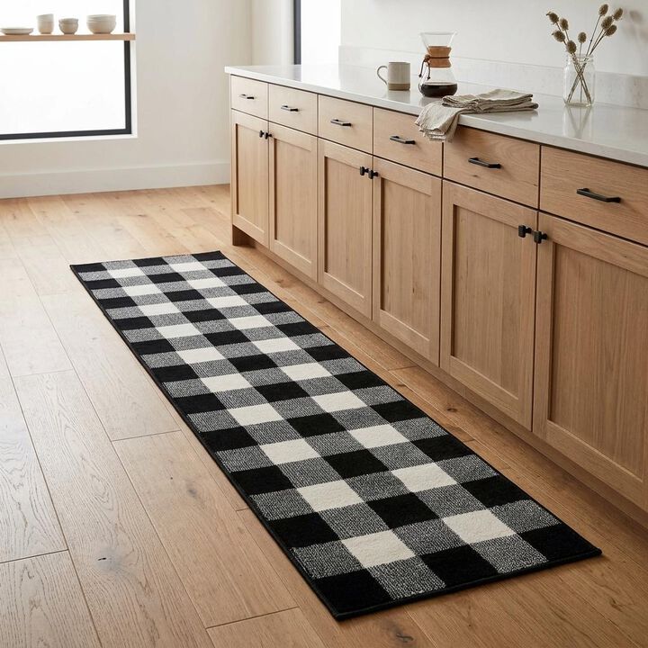 HomeRoots Gingham Runner Rug