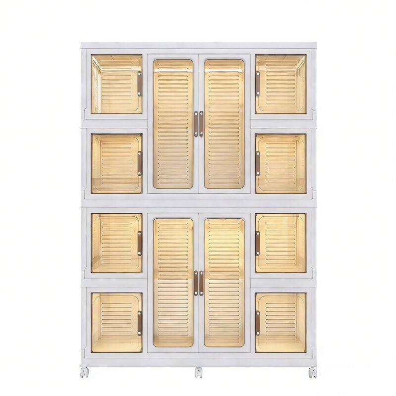 Clihome Portable Wardrobe Closet Organizer, 12 Cubes, 12 Magnetic Doors, Hanging Rods, Hangers image number 0