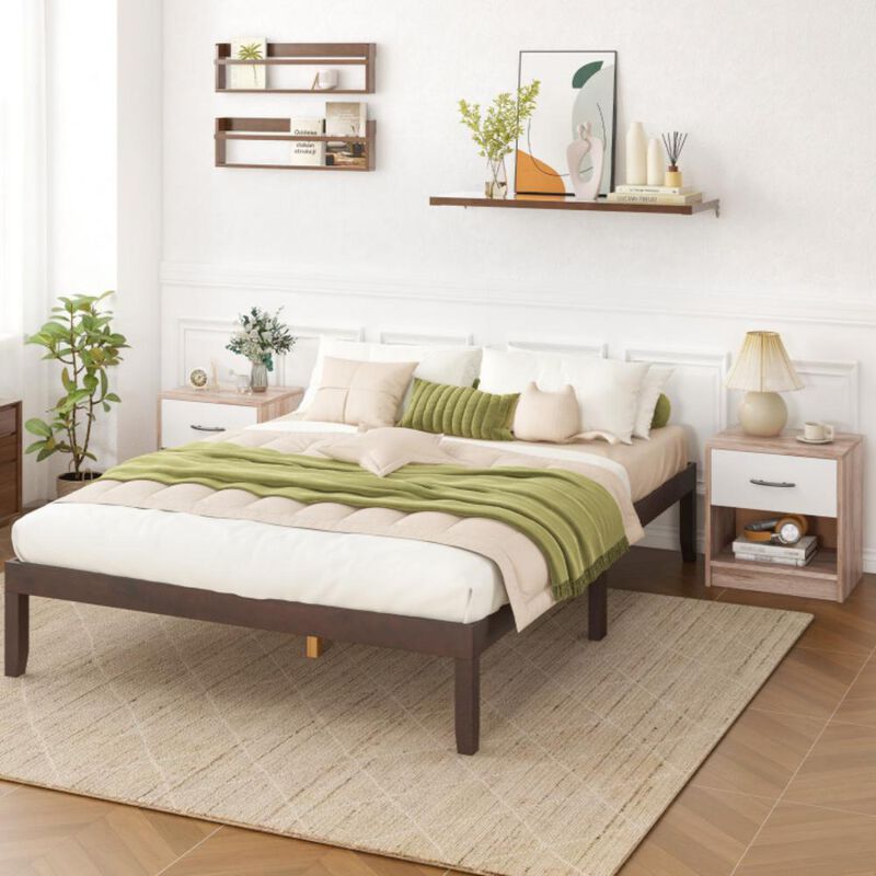 Hivvago Bedside Table Nightstand with Drawer and Open Storage Shelf