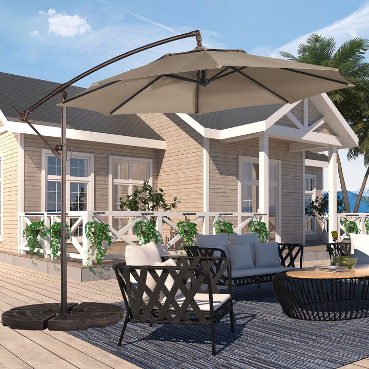 10 FT Cantilever Patio Umbrella Offset Patio Umbrella Crank Large Outdoor Umbrella Pool Umbrella for Backyard Garden Deck Pool, Navy Blue