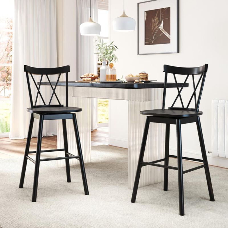 Hivvago Set of 2 Windsor Bar Stool with Ergonomic Backrest and Footrests image number 1