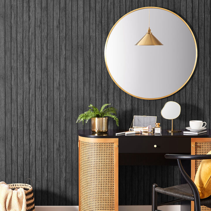 Manolo Black Wooden Slat Wallpaper (Set of 2)