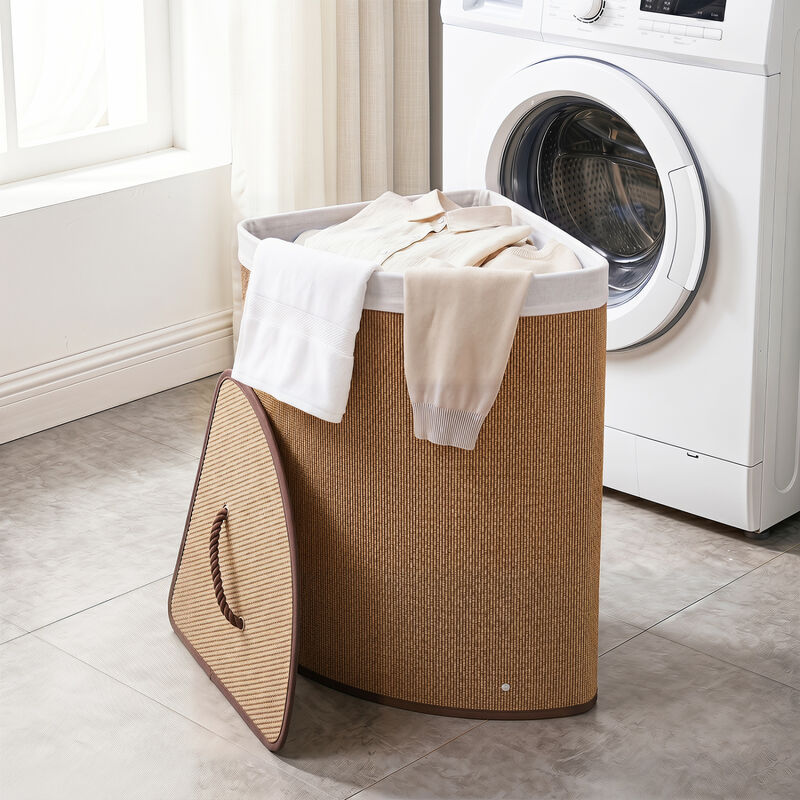15 Gallon Wicker Laundry Hamper with Removable Liner and Lid image number 2