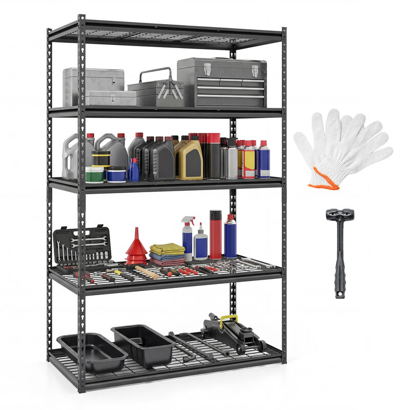 Set of 3 Heavy-Duty 5-Tier Metal Shelves with Adjustable Wire Racks for Storage image number 6