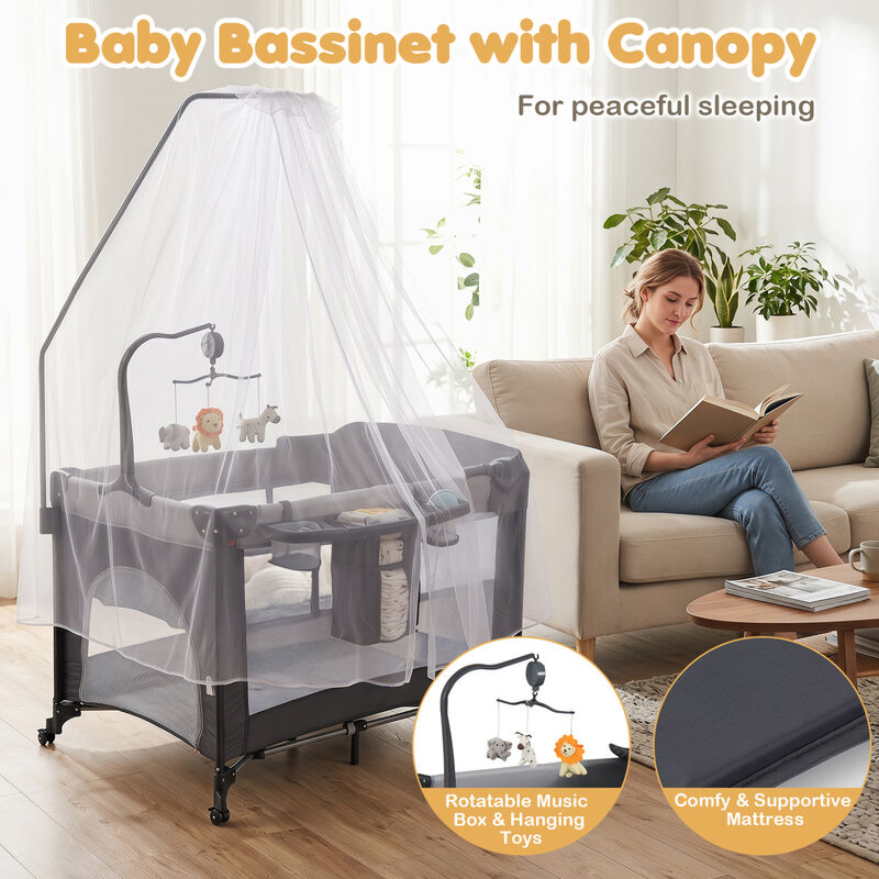Portable 5-in-1 Baby Playard with Changing Station and Music Box image number 5