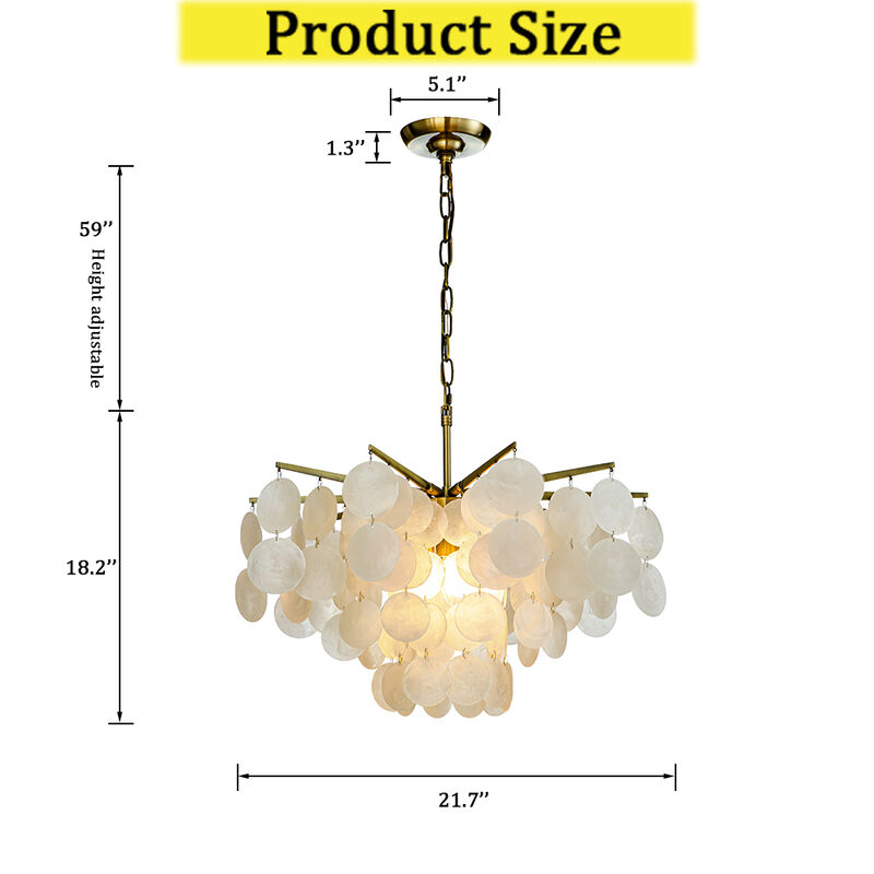 4-Light 22" Glam Coastal Capiz Tierd Chandelier With Seashell Accents image number 6