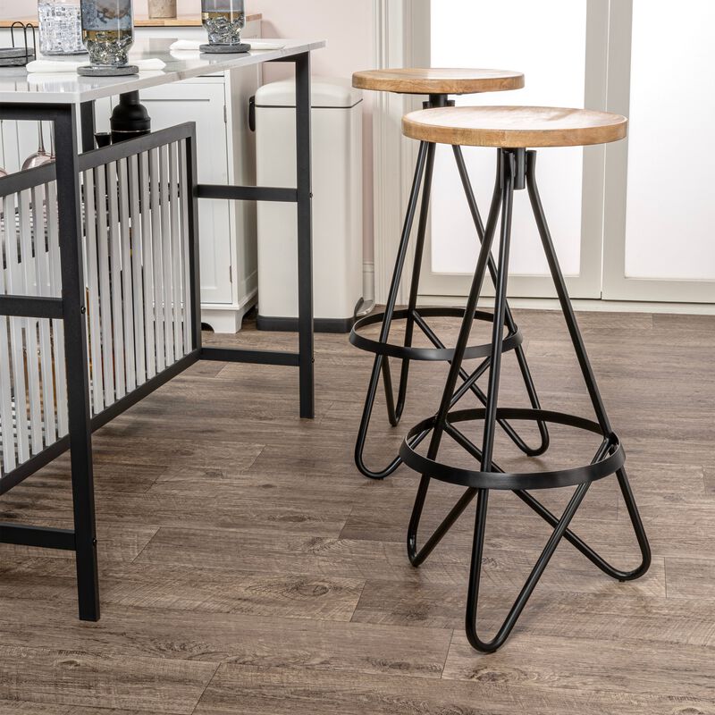 Spiroa Modern Industrial Metal Backless Circular Bar Stool