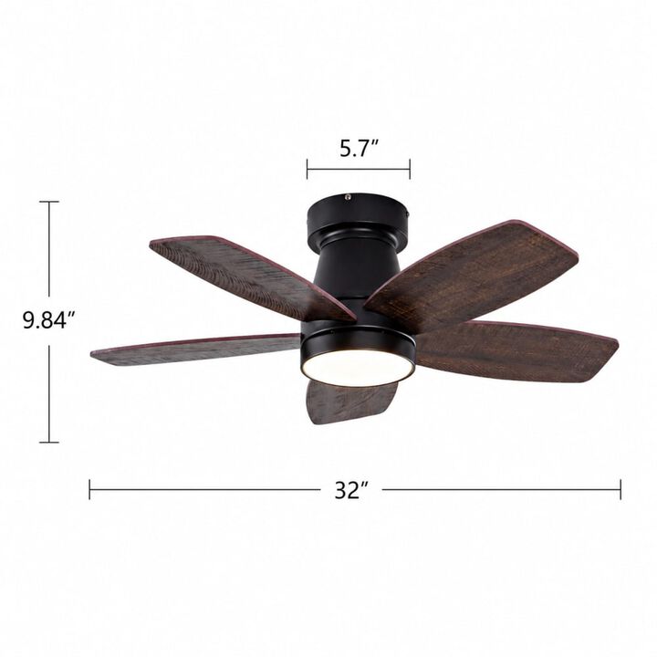 ELEMENT ACE Low Profile Flush Mount Ceiling Fan with Integrated Lighting, Remote Control, Reversible Motor, Dimmable for Bedroom Living Room Outdoor Use
