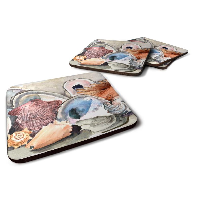 Caroline's Treasures 8619FC Sea Shells Foam Coasters (Set of 4), 3.5 H x 3.5 W, Multicolor