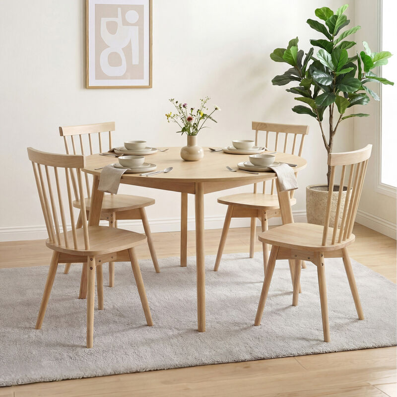 Set of 4 Swivel Dining Chairs with Rubberwood Frames for Kitchen image number 1