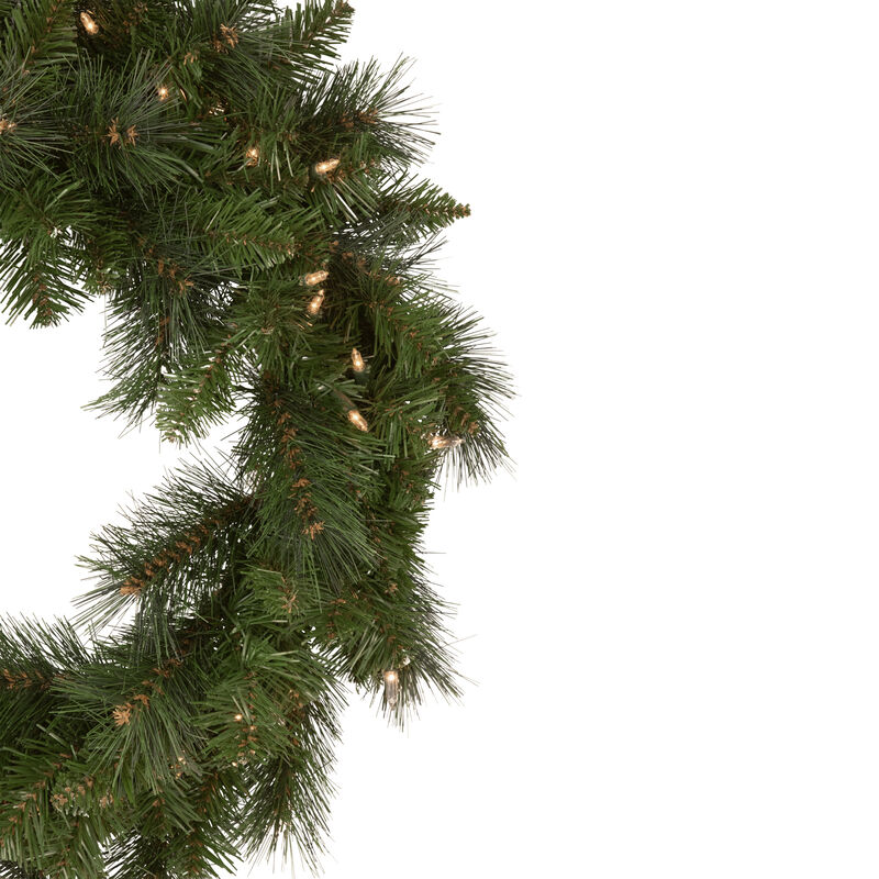 Mixed Beaver Pine Artificial Christmas Wreath  24-Inch  Clear Lights image number 2