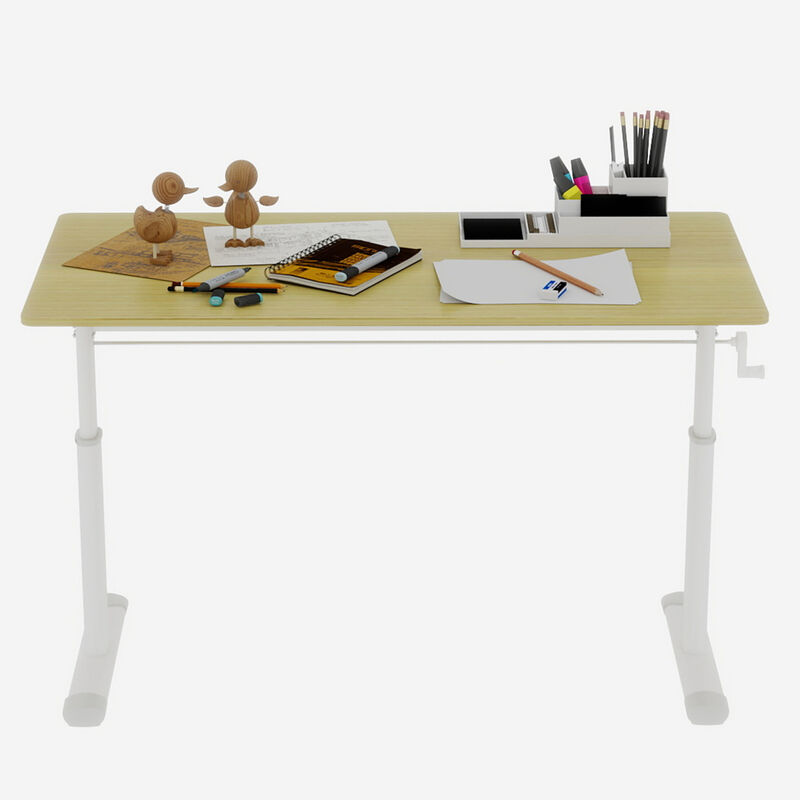 GOODSILO Height-Adjustable Manual Crank Sit Stand Desk for Home Office with Minimalist Design and Dual-Column Stability image number 0