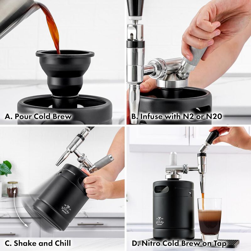 Nitro Cold Brew Maker with Pressure Relieving Valve & Creamer Faucet