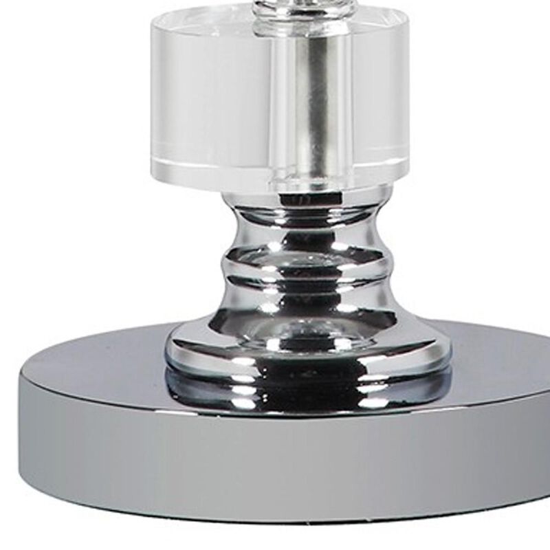 Hivvago 20" Silver Crystal Stacked Geo Cubes Table Lamp With White Classic Empire Shade