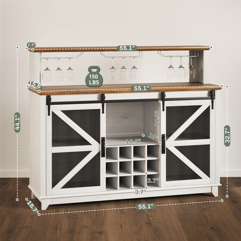 Wooden Kitchen Bar Cabinet with Shelves For Wine Storage image number 1