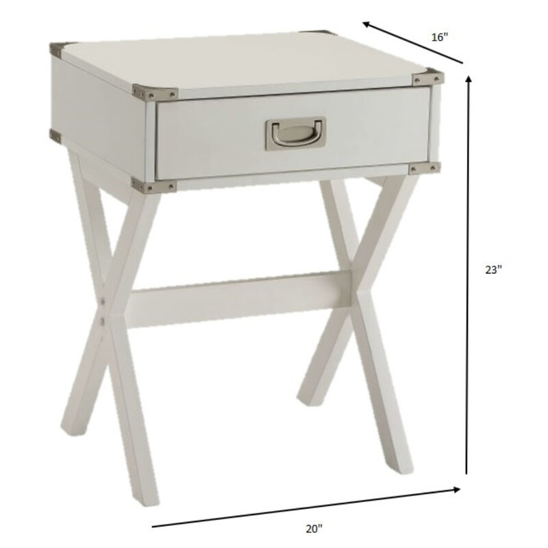 Farmhouse X-Design End Table &ndash; Solid Wood Side Table with Open Storage