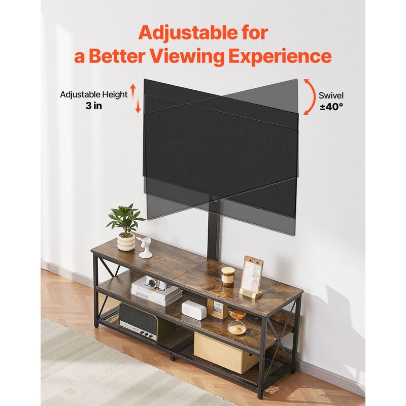 Entertainment Center with TV Mount for Up to 75 Inch TVs, 3-Tier Storage & Power Outlet-Brown image number 4