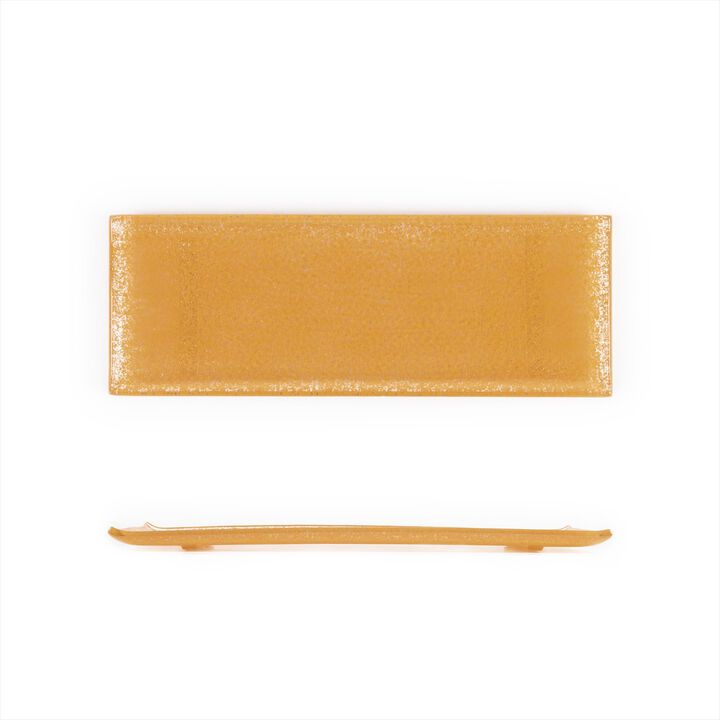Glass Dinnerware 13.75" x 5" x h:0.5" Rectangular Orange Glass Platter (Set of 2)