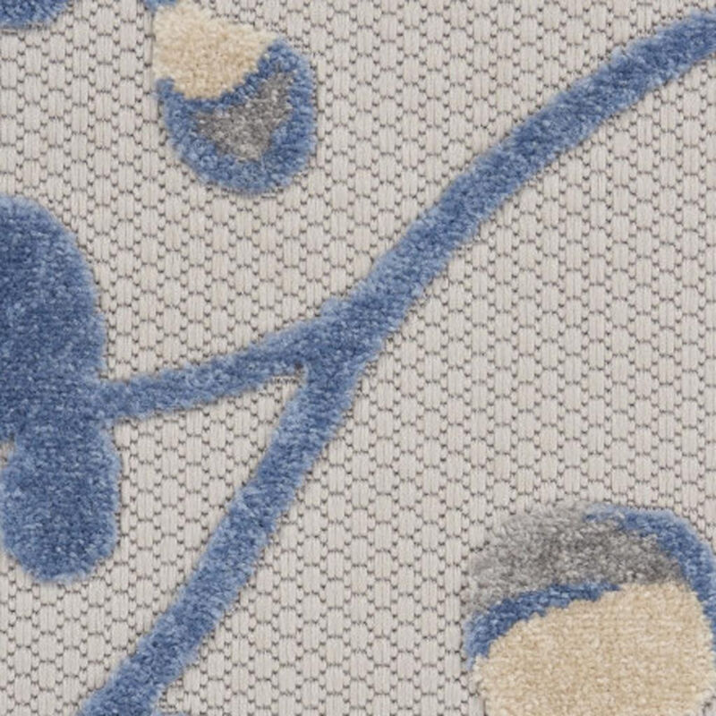 HomeRoots 8' X 11' Blue And Gray Floral Indoor Outdoor Area Rug image number 4