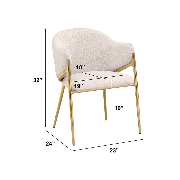 Best Quality Furniture Cream Boucle Fabric Side Chairs With Gold Base