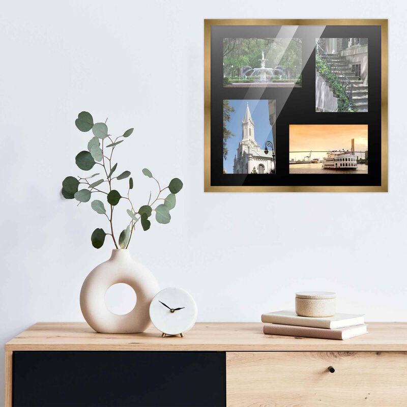 14x14 Wood Collage Frame with a Black Mat for 5x7 Pictures