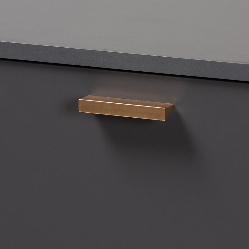 Baxton Studio Kelson Modern Dark Grey and Gold Finished Wood 3 Door Shoe Cabinet