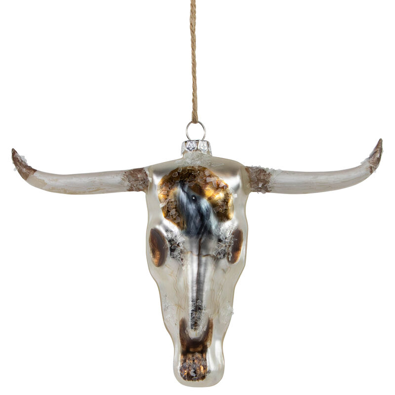 5.5" Longhorn Glass Christmas Ornament image number 0