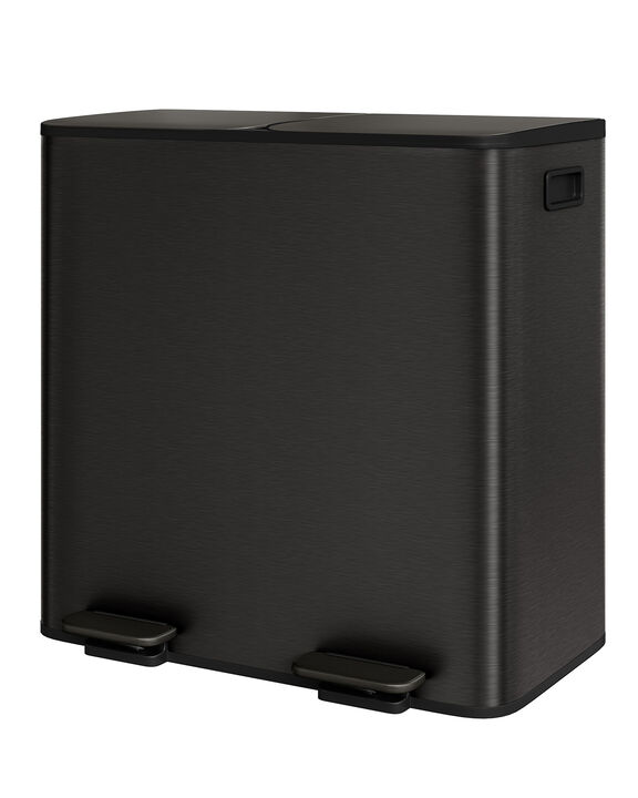 2&times;40L Dual Compartment Steel Step Trash Can, Soft Close Lid, Removable Inner Bucket, Odor Control Fingerprint Proof Recycling Bin