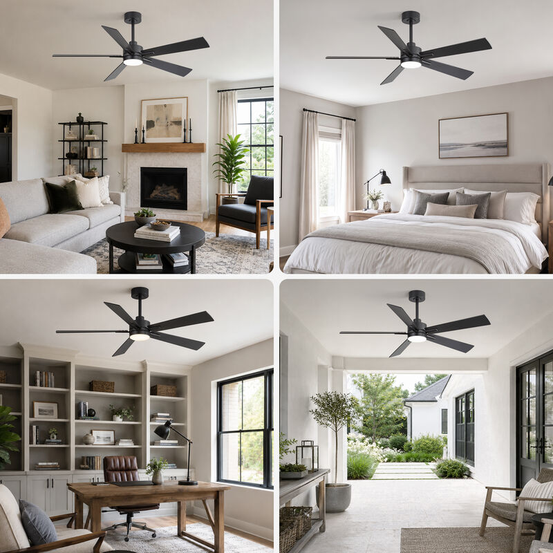 Breezary 52 In Low Profile Ceiling Fan with Light, 5 Blade Fan, 3 CCT Color, 6 Speed Remote Control image number 8