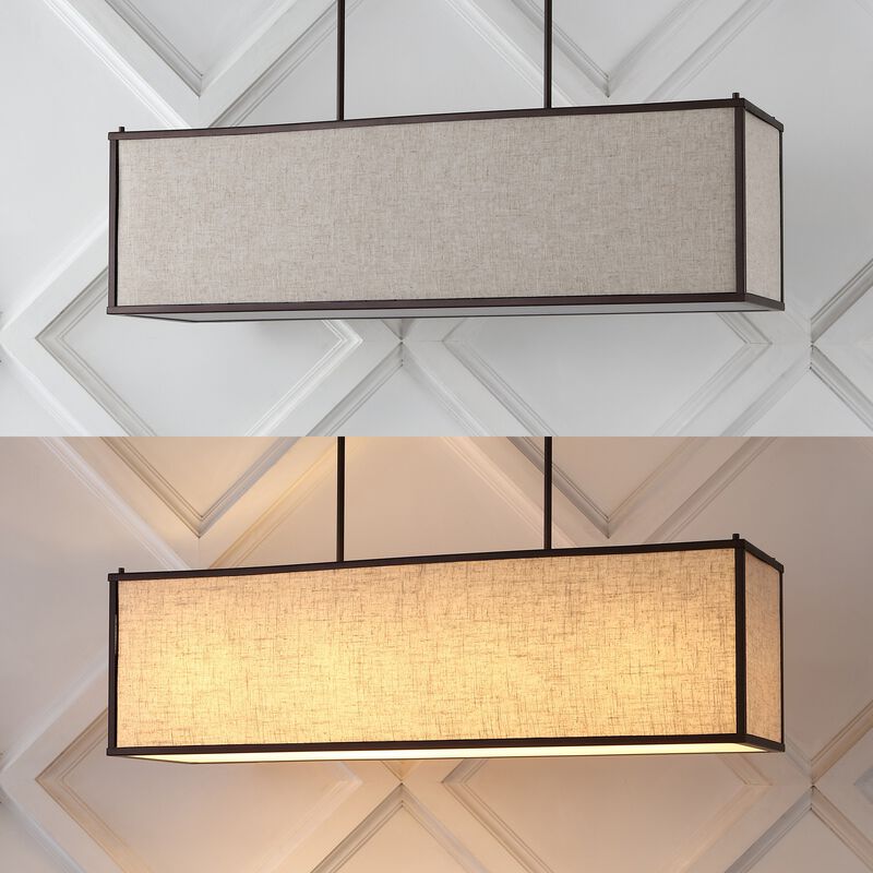Cole 4-Light Minimalist Industrial Rectangular Linen Iron Linear LED Pendant