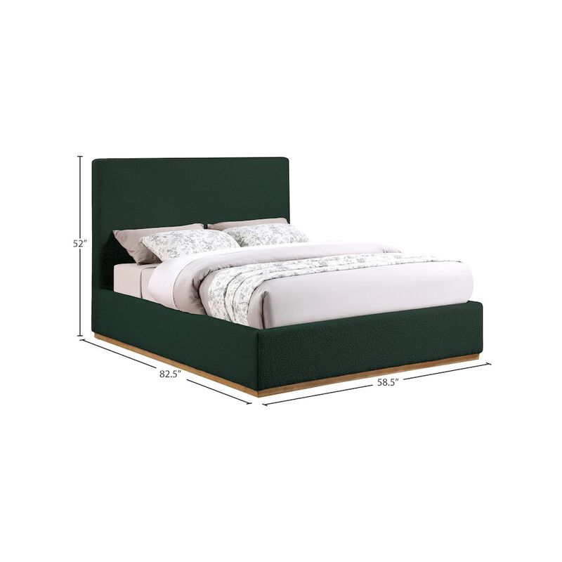 Meridian Furniture Monaco Green Boucle Fabric Full Bed