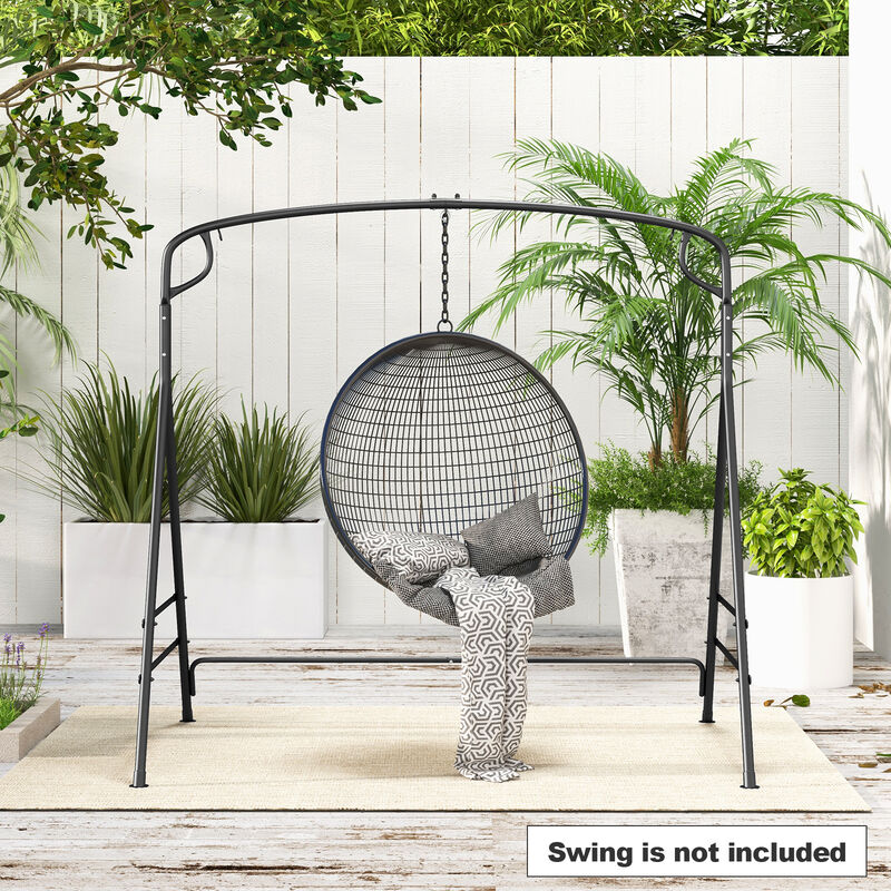 Black Outdoor Metal Swing Frame with Additional Side Bars image number 6