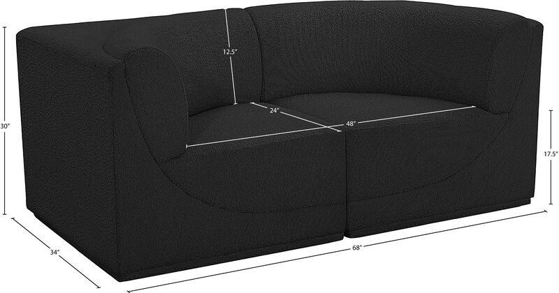 Meridian Furniture Ollie Black Boucle Fabric Modular Sofa