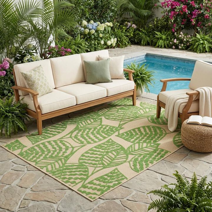 HomeRoots Floral Indoor Outdoor Area Rug