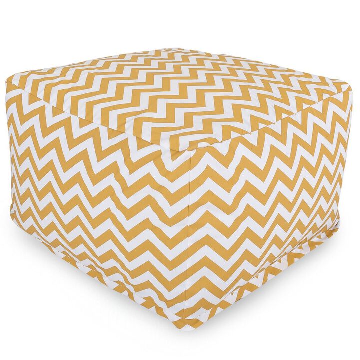 Majestic Home Goods Ottoman Pouf Chevron Yellow