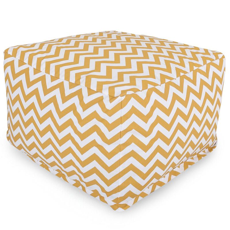 Majestic Home Goods Ottoman Pouf Chevron Yellow