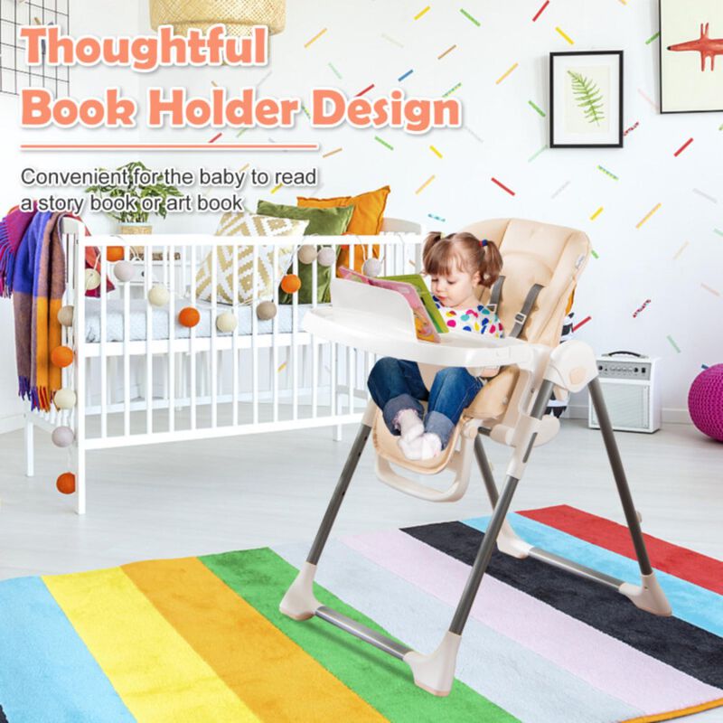 Hivvago Foldable Baby High Chair with Double Removable Trays and Book Holder