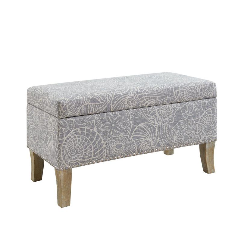 Linon Stephanie Upholstered Storage Ottoman, Stone image number 0