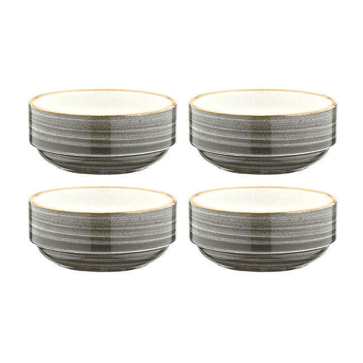 Space dia.4.75" h:2" 12 oz. Round Gray Vitrified Bowl (Set of 4)