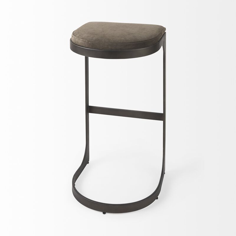 HomeRoots 29" Black Leather and Metal Backless Bar Chair image number 4