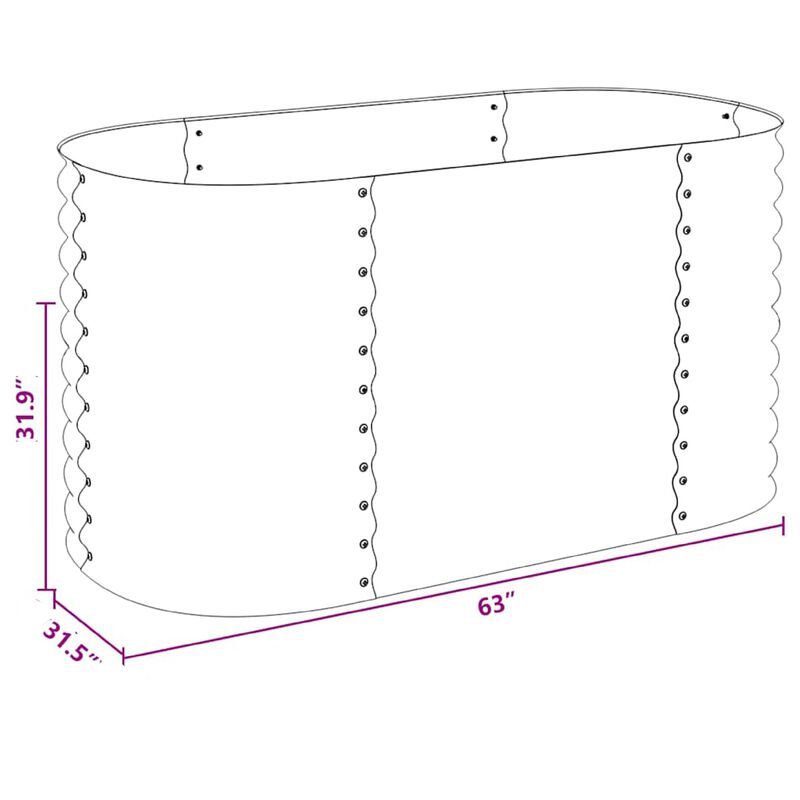Eline Outdoor Raised Garden Bed, Gray Steel, Ribbed Design, 63 Inch image number 4