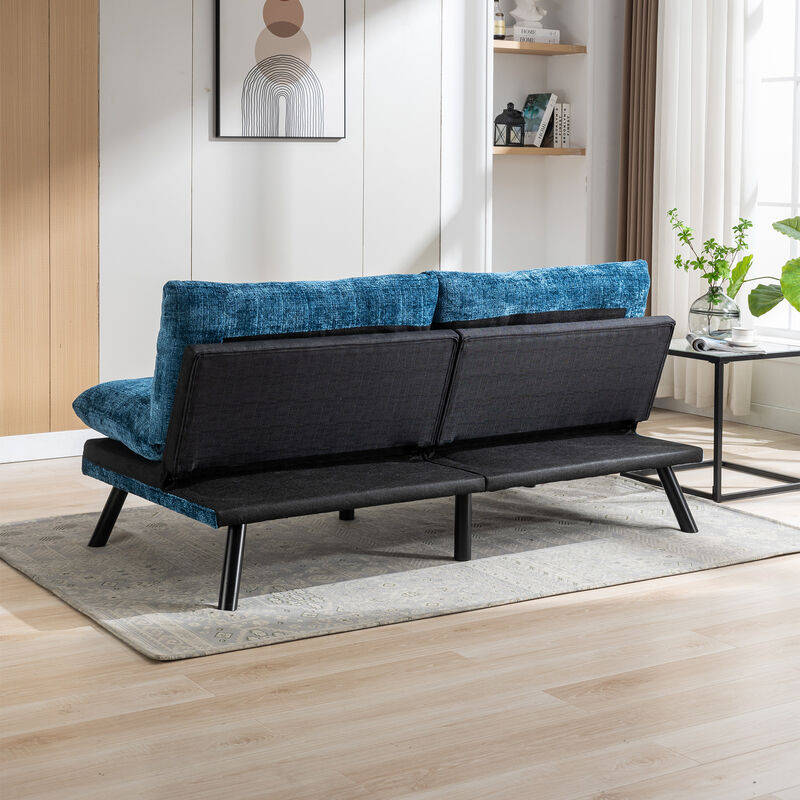 Convertible Sofa Bed Loveseat Futon - Adjustable Lounge Couch with Metal Legs