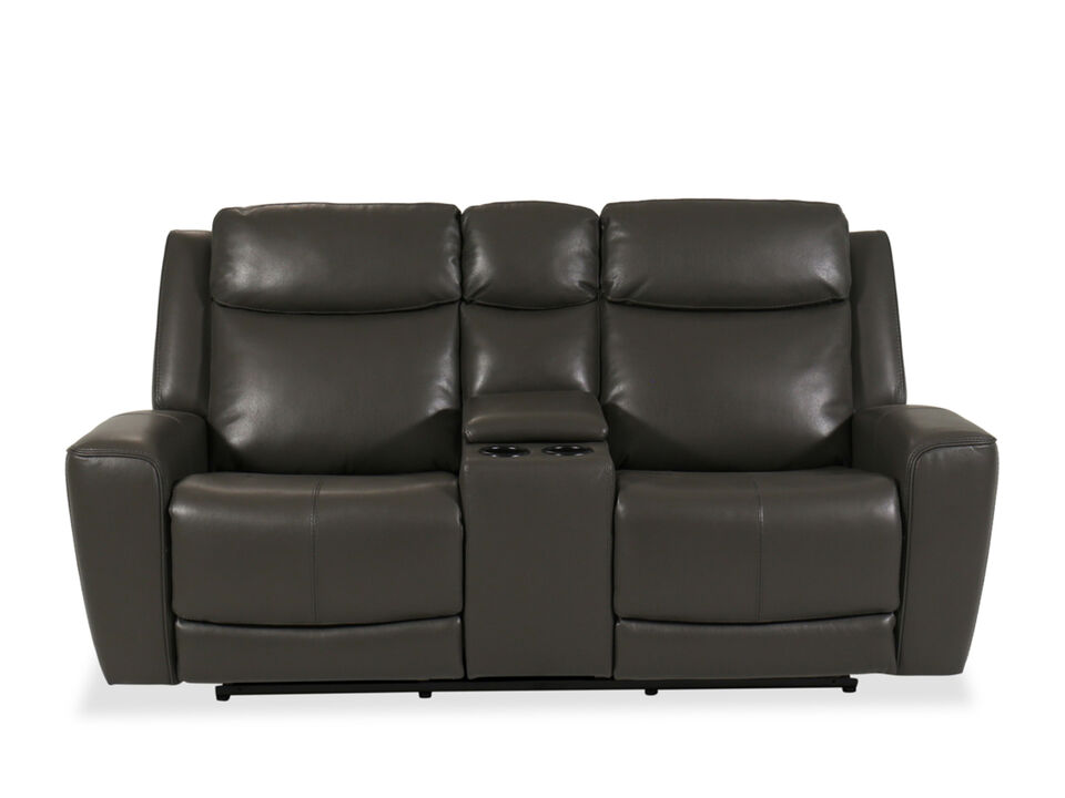 Denali Manual Leather Reclining Loveseat with Console
