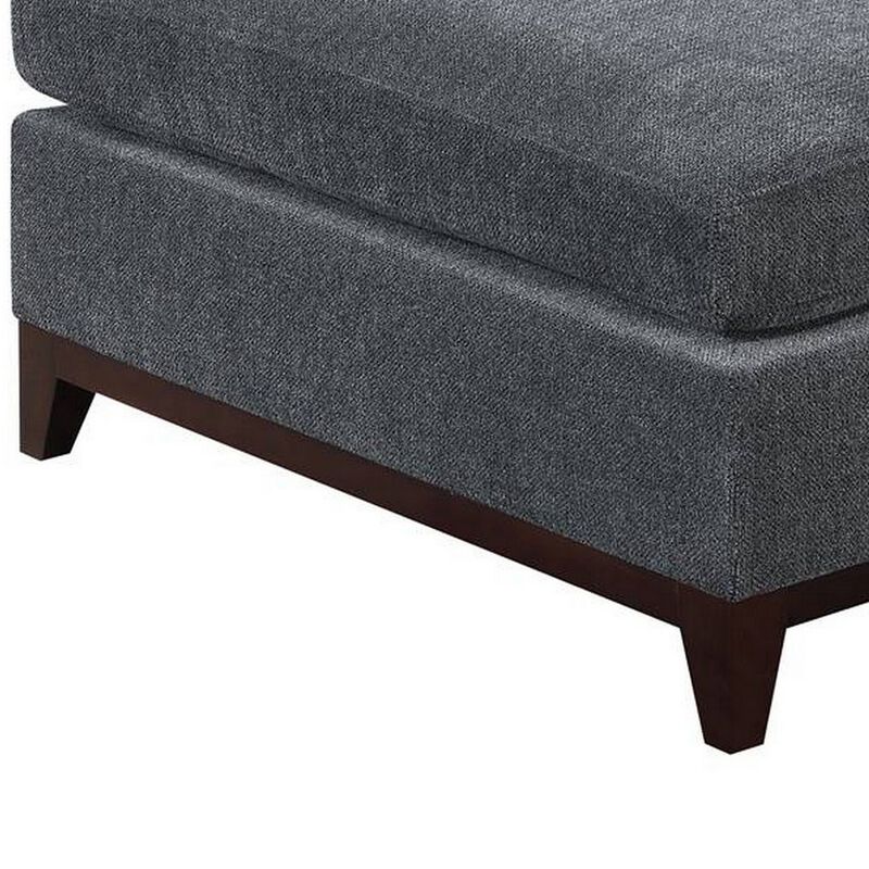 37 Inch Modern Square Ottoman with Foam Seating, Gray Chenille Fabric  - Benzara