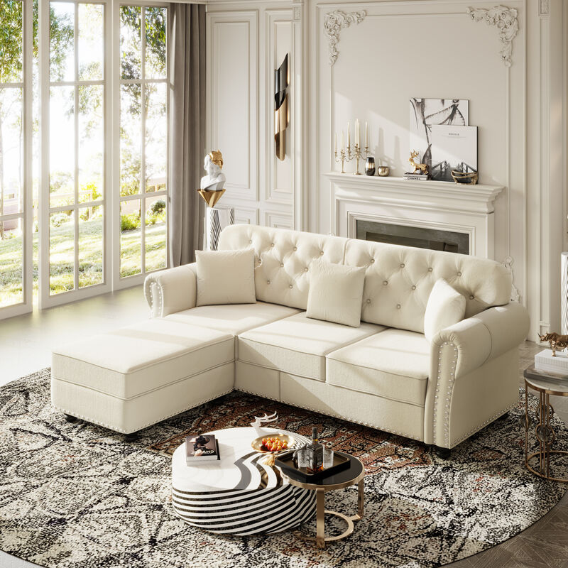 Merax Chesterfield Velvet 3-Seater Sofa image number 2